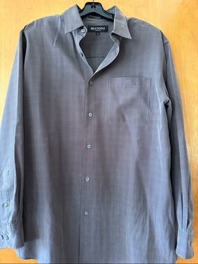 Brandini Men's Casual Button-Down Shirt - Brown